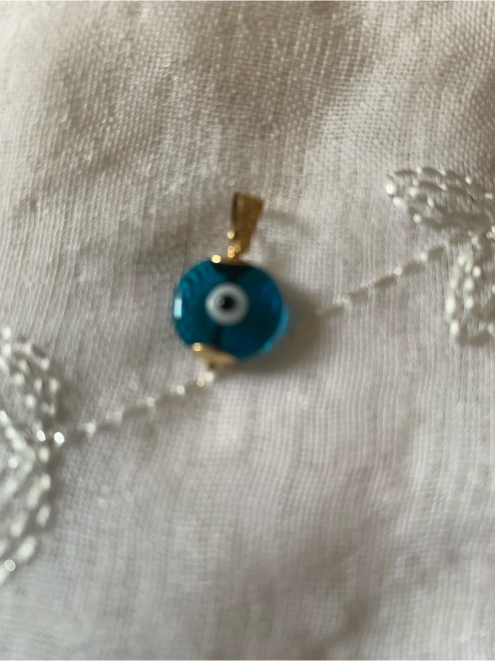 Blue Evil Eye Pendant Necklace - Gold Accent